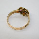 Victorian 9ct Yellow Gold, Pink Topaz & Seed Pearl Floral Ring Antique c1860s