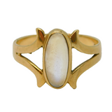 9ct Yellow Gold & Cabochon Moonstone Dress Ring Vintage 1972 London