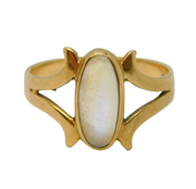 9ct Yellow Gold & Cabochon Moonstone Dress Ring Vintage 1972 London
