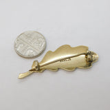 Scandinavian Sterling Silver & White Enamel Oak Leaf Brooch Vintage c1950s