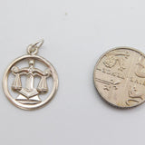Sterling Silver Libra Scales of Justice Charm Pendant Vintage c1970