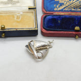 Sterling Silver Sailing Yacht Charm Pendant Vintage c1970