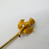 Victorian 9ct Gold Topped Scottish Thistle Stick Pin Antique c1890s