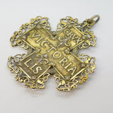 Austro-Hungarian Sterling Silver Gilt & Ruby 'Ulrich Cross' Pendant Antique