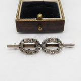 Victorian Sterling Silver Paste Set Double Circle Brooch Pin Antique c1890