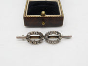 Victorian Sterling Silver Paste Set Double Circle Brooch Pin Antique c1890