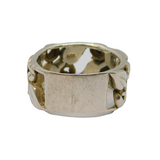 Sterling Silver Deco Style Patterned Identity Band Ring Modern c1999 Size N