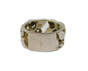 Sterling Silver Deco Style Patterned Identity Band Ring Modern c1999 Size N