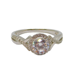 Sterling Silver Sparkling CZ Cross Over Band Dress Ring Modern c2000 Size Q