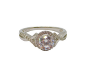Sterling Silver Sparkling CZ Cross Over Band Dress Ring Modern c2000 Size Q