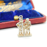 Sterling Silver Twins Of Gemini Zodiac Charm Pendant Vintage c1970