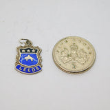 Sterling Silver Blue Enamel Leeds Souvenir Shield Charm Pendant Vintage c1970s