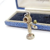 Sterling Silver Candlestick Victorian Phone Charm Pendant Vintage c1970
