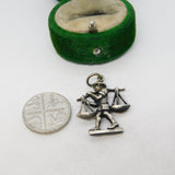 Sterling Silver Farmer with Baskets Charm Pendant Vintage c1970
