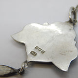 Art Nouveau Sterling Silver Enamel Lavalier Drop Pendant Necklace Antique