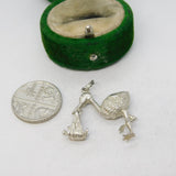 Sterling Silver Stork Carrying the Baby Charm Pendant Vintage c1970