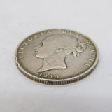 Queen Victoria .925 Silver Half Crown Coin Antique 1849 Fine Condition