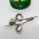 Victorian Sterling Silver Paste Set Floral Spray Brooch Antique c1880