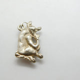 Sterling Silver Cartoon Laughing Cow Charm Pendant Vintage c1970