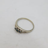 Sterling Silver Triple Stone Sapphire Stacking Ring Modern c1990 Size M 1/2