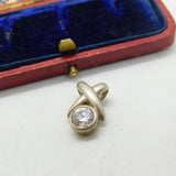 Sterling Silver Cubic Zirconia Cross Charm Pendant Vintage c1970