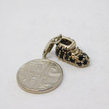 Sterling Silver Sapphire Set Shoe or Boot Charm Pendant Vintage c1970 Milano