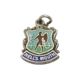 Sterling Silver Hell's Mouth Enamel Shield Charm Pendant Vintage c1970