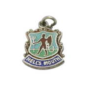 Sterling Silver Hell's Mouth Enamel Shield Charm Pendant Vintage c1970
