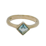 Sterling Silver Blue Topaz Modernist Dress Ring Vintage c1990 Size M 1/2