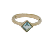 Sterling Silver Blue Topaz Modernist Dress Ring Vintage c1990 Size M 1/2