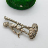 Australian Sterling Silver Aboriginal Hunting Figure Brooch Pin Vintage c1960