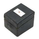 Victorian Leather & Enamel Envelope Stamp Box Antique c1880