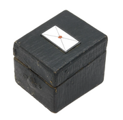 Victorian Leather & Enamel Envelope Stamp Box Antique c1880