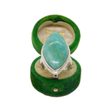 Sterling Silver Aqua Natural Stone Chunky Statement Ring Vintage c1970 Size N