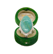 Sterling Silver Aqua Natural Stone Chunky Statement Ring Vintage c1970 Size N