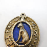 Sterling Silver Gilt Enamel Egyptian Revival Charm Pendant Vintage c1970s