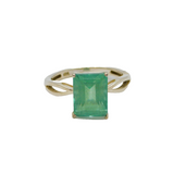 Sterling Silver Emerald Doublet On Crystal Dress Ring Modern c1990 Size N 1/2