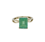 Sterling Silver Emerald Doublet On Crystal Dress Ring Modern c1990 Size N 1/2