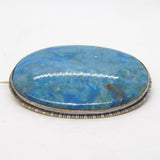 Victorian Sterling Silver Blue Jasper Set Brooch Pin Antique c1890s