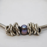 Sterling Silver Cultured Black Pearl Studio Bracelet Vintage c1990s Birmingham