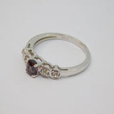 Sterling Silver Amethyst & White Sapphire Dress Ring Vintage c1970 Size N 1/2