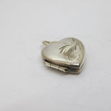 Sterling Silver Patterned Textured Heart Locket Charm Pendant Vintage c1970