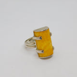 Sterling Silver Butterscotch Baltic Amber Studio Band Ring Modern c1990 Size P