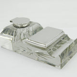 Edwardian Sterling Silver & Cut Glass Combination Desk Stand Antique London