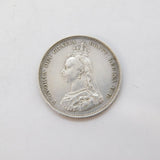 Queen Victoria Sterling Silver Jubilee Shilling Coin Antique 1887 Very Fine
