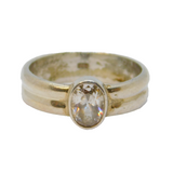 Sterling Silver Spinel Set Double Band Solitaire Ring Vintage c1970 Size L