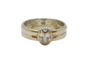 Sterling Silver Spinel Set Double Band Solitaire Ring Vintage c1970 Size L