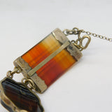Victorian Scottish Sterling Silver Pebble Agate Panel Bracelet Antique c1860s