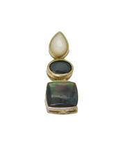 Sterling Silver Shell & Black Onyx 3 Mixed Shapes Studio Pendant Modern c1990s