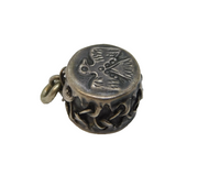 19th Century German Prussian Sterling Silver Drum Form Charm Antique c1880